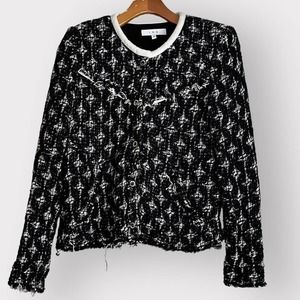 IRO Women's Diamond Knit Handi Jacket 4 Sweater Geometric Fringe Western $480